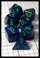 Dice : Dice - Dice Sets - Chessex Lusterous Dark Blue with Green CHX 27496 - Gen Con Aug 2014